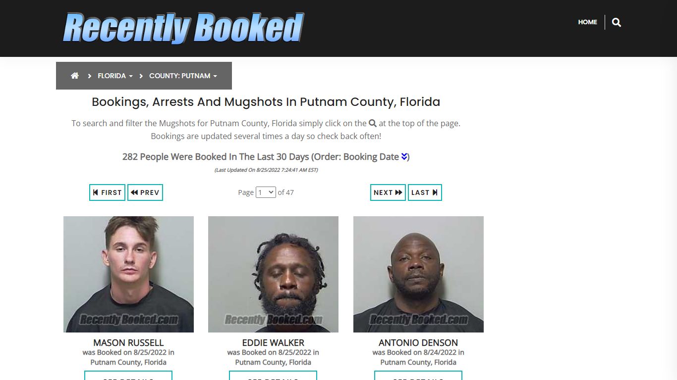 Recent bookings, Arrests, Mugshots in Putnam County, Florida