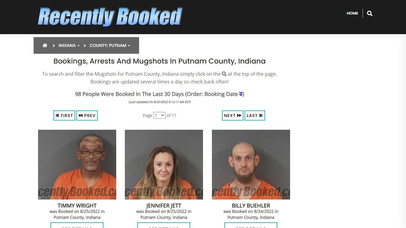 Recent bookings, Arrests, Mugshots in Putnam County, Indiana